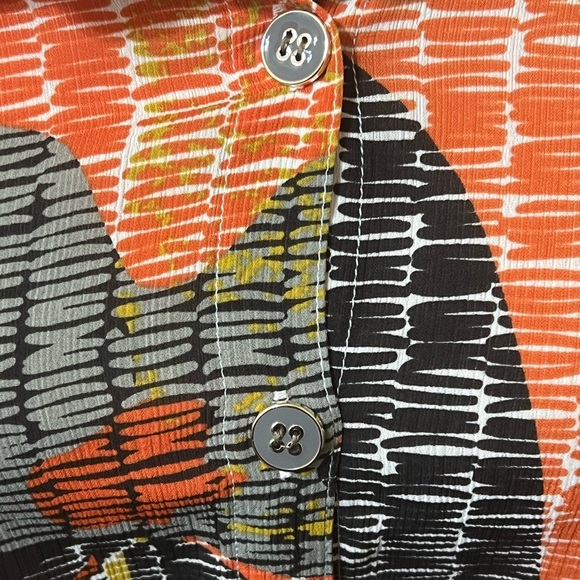 Multiples Women's Abstract Blouse - Yellow, Orange, Black - Picture 4 of 6